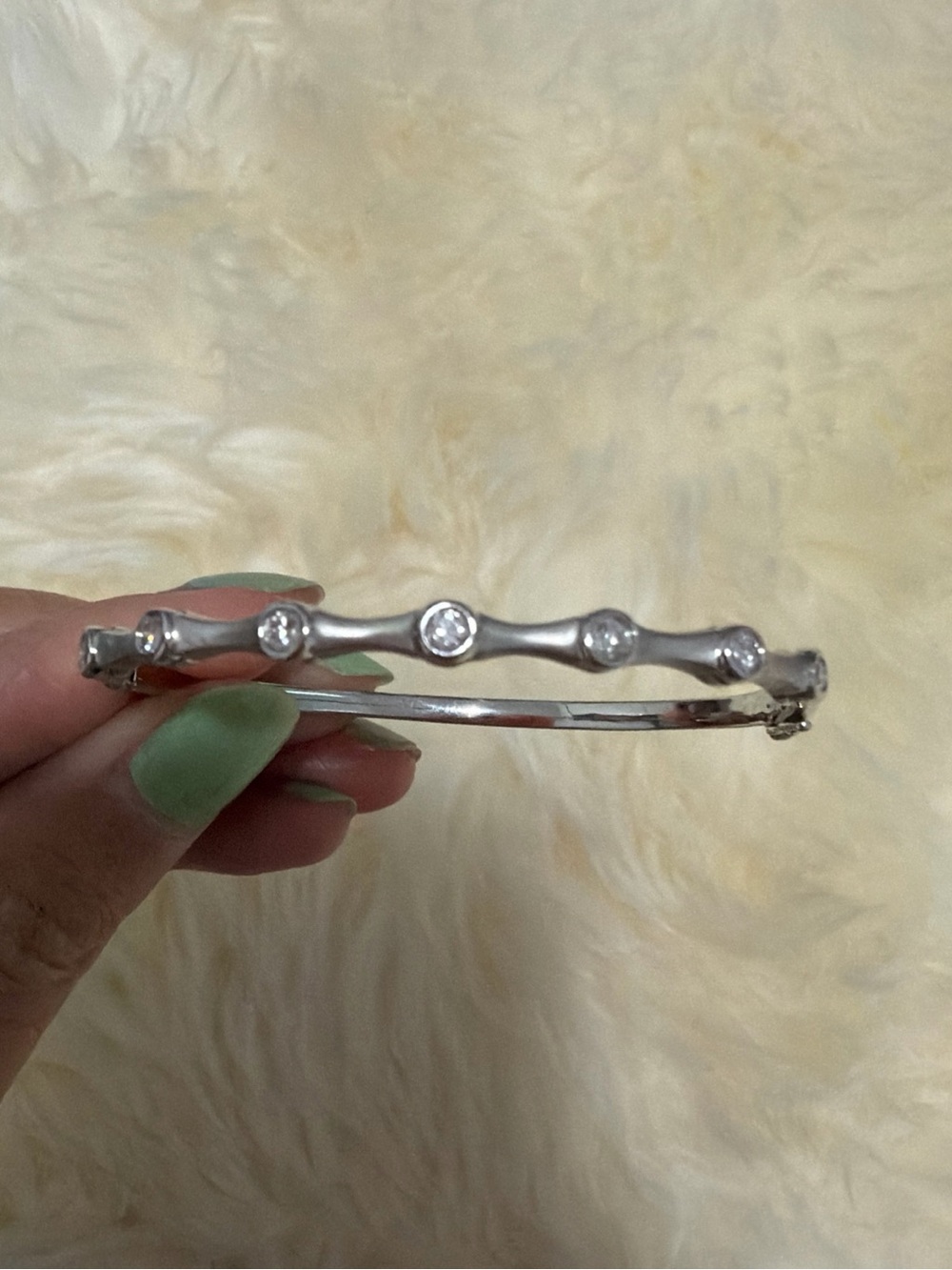 18k White Gold 7 Diamonds Bracelet Women 16cm or 6.3 inches